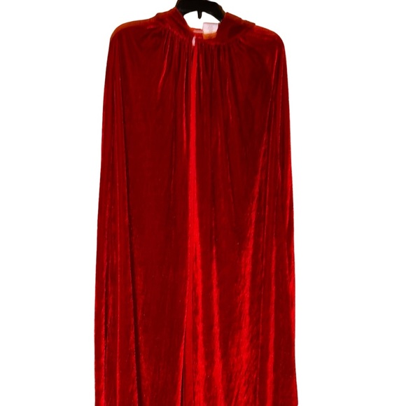 Adult red velvet hooded Halloween costume cape one size vampire Red Riding Hood - Picture 1 of 4